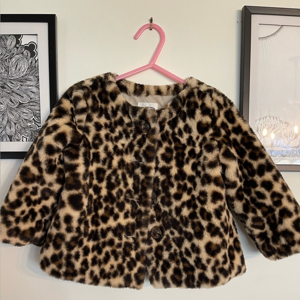 Faux fur leopard coat for toddler - 18-24 months